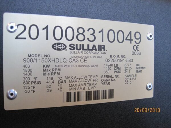 sullair-900xhh-1150xh-dlq707c8292.jpg 2010 Sullair 900XHH-1150XH DLQ Air Compressors — Machinery Depot Pro